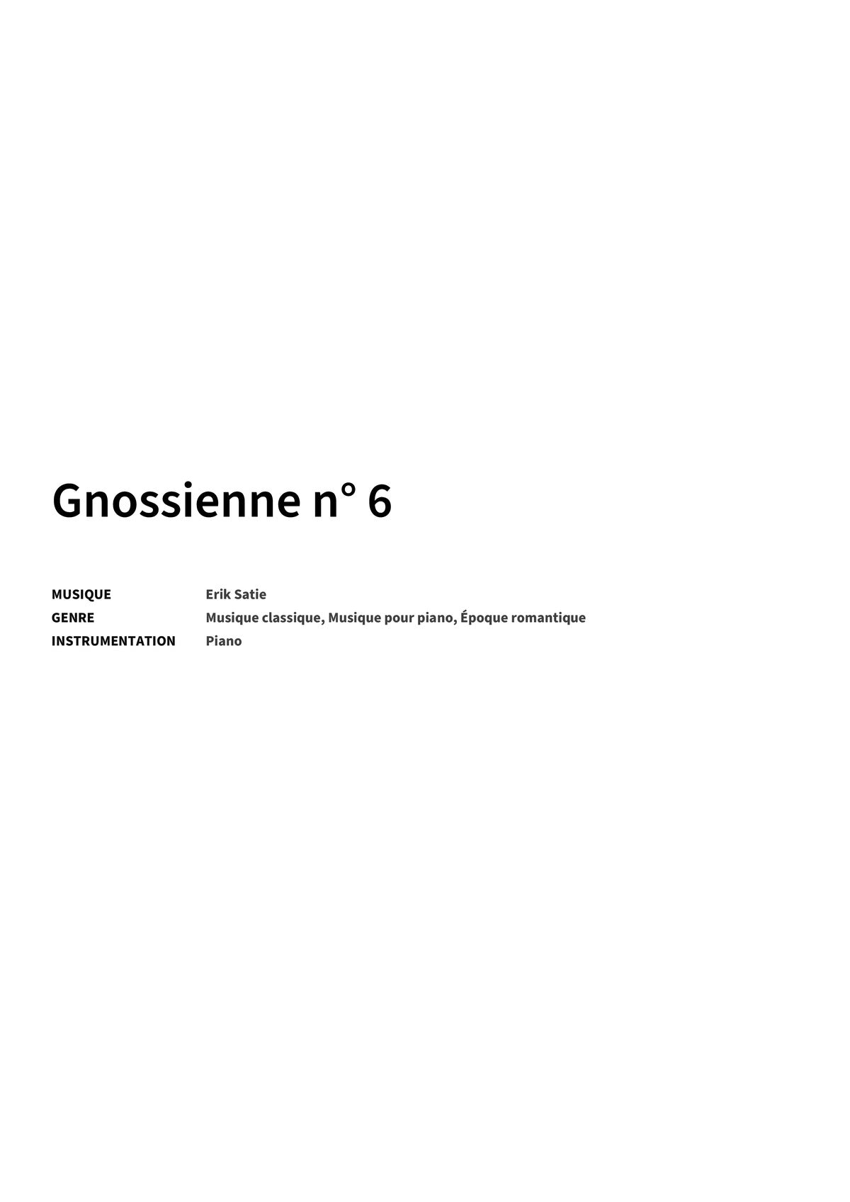 Gnossienne n° 6 - Title Page