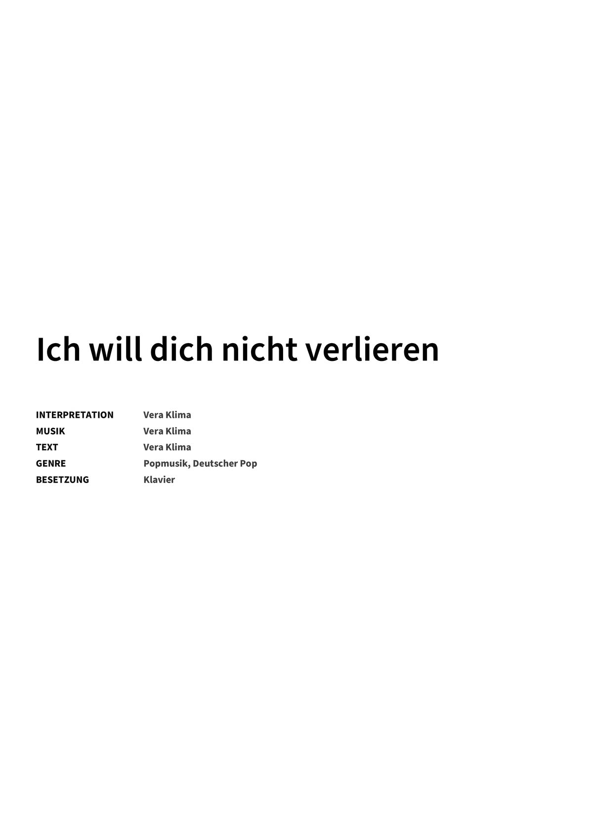 Ich will dich nicht verlieren - Title Page
