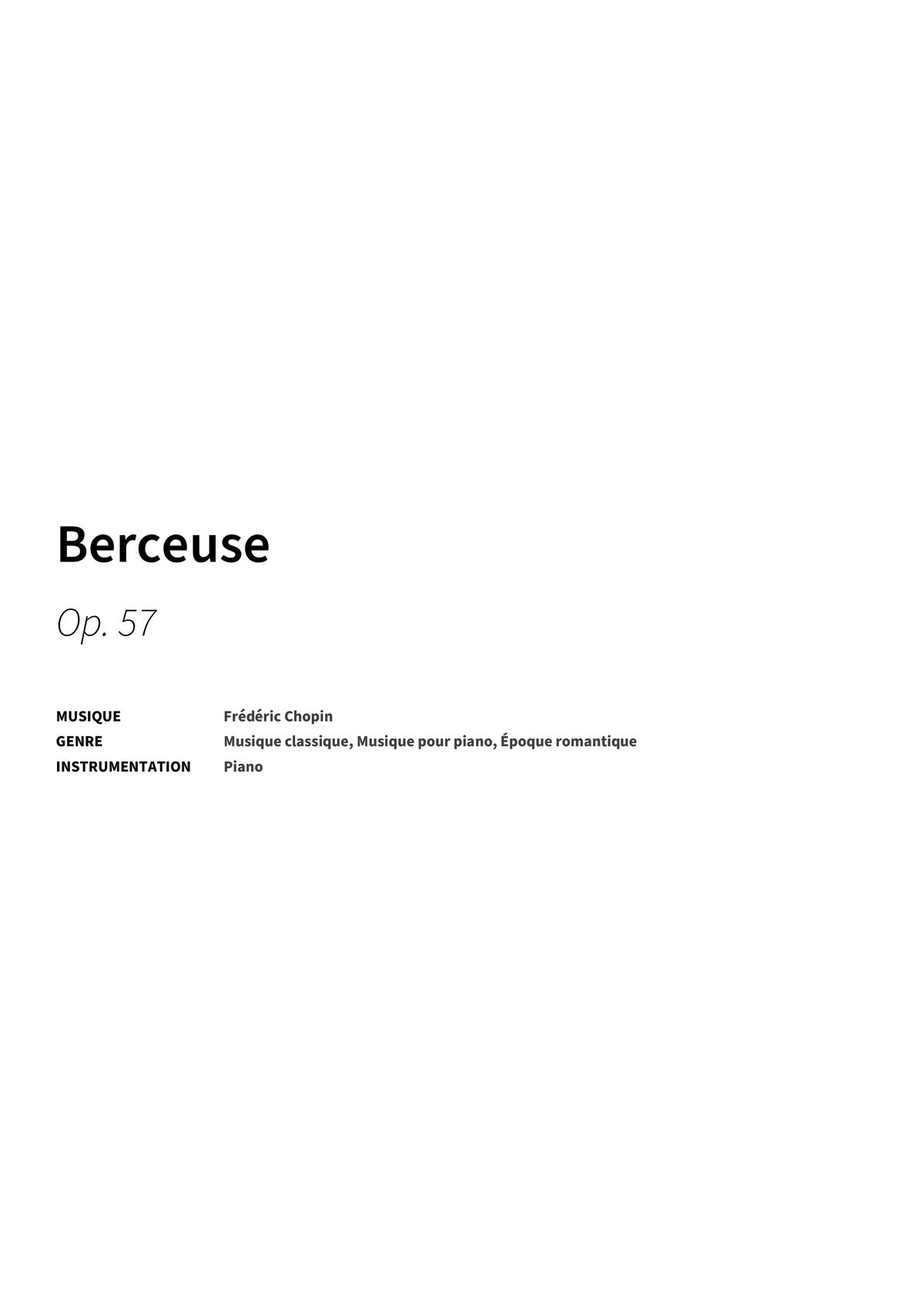 Berceuse - Title Page
