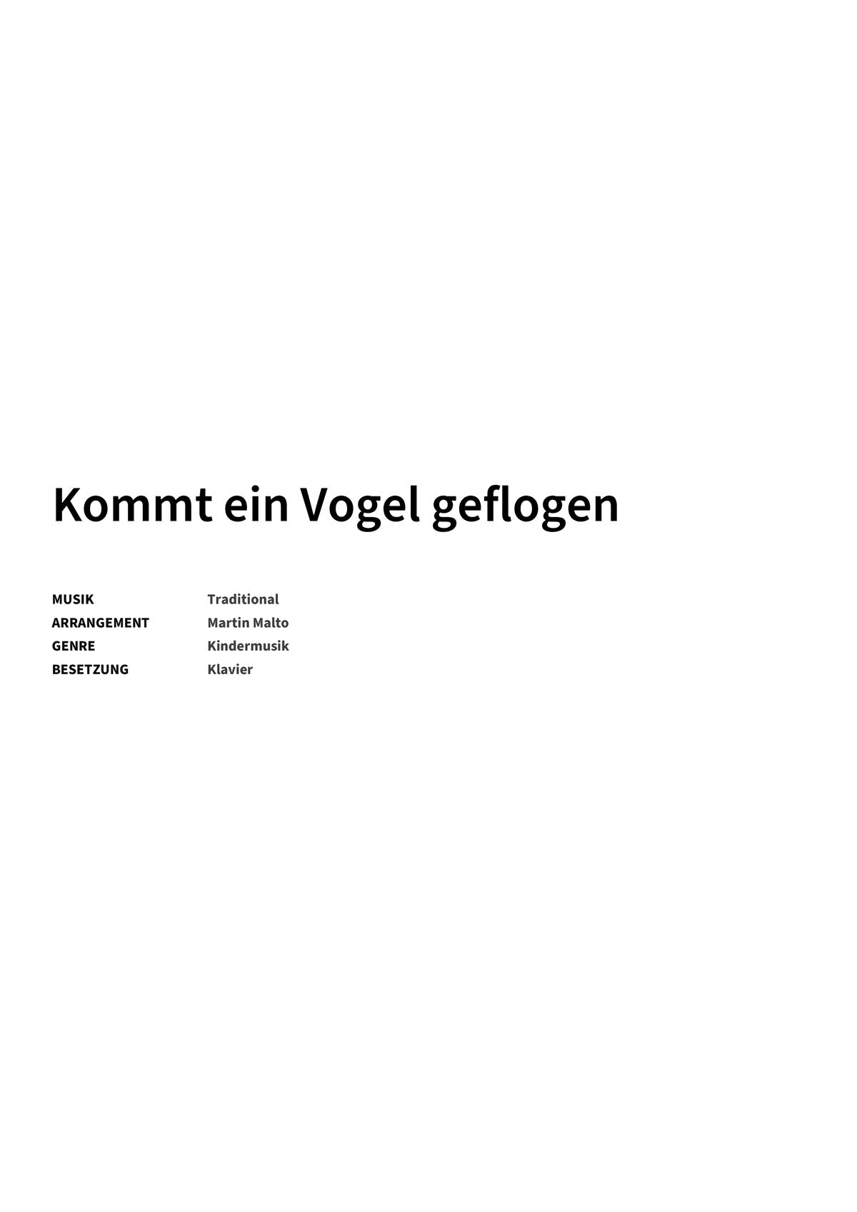 Kommt ein Vogel geflogen - Title Page