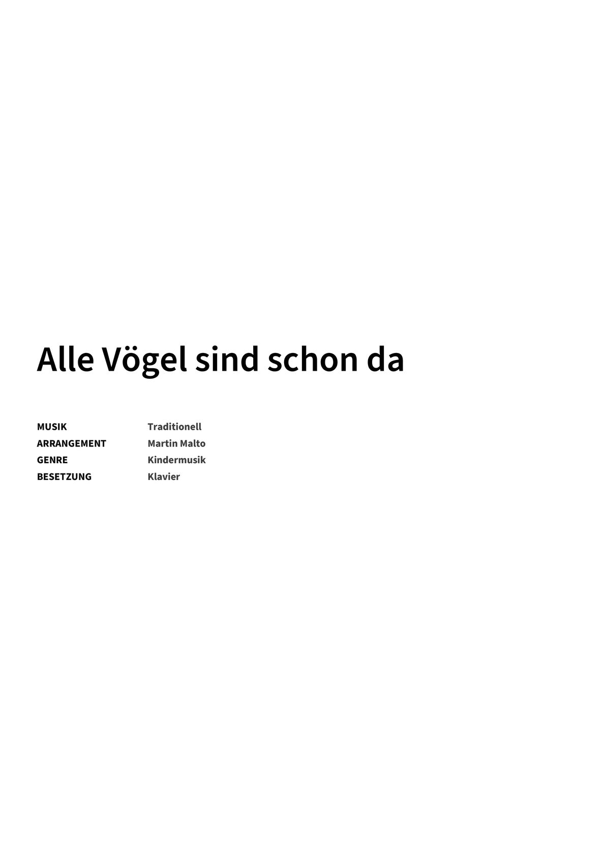 Alle Vögel sind schon da - Title Page