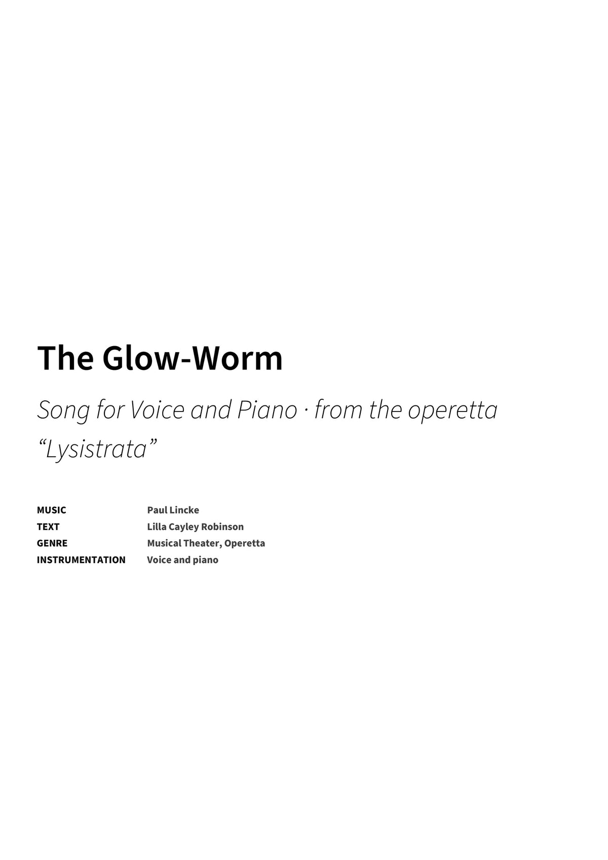 The Glow-Worm - Title Page