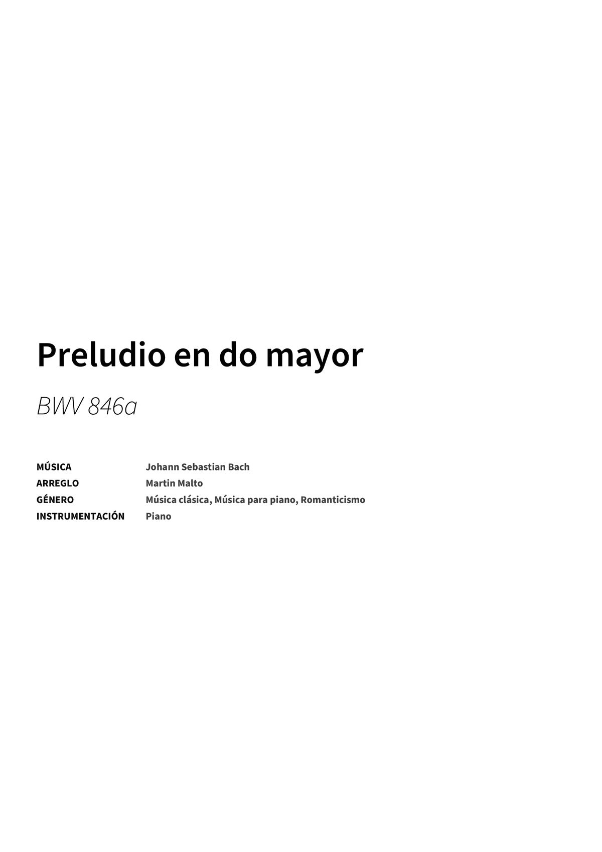 Preludio en do mayor - Title Page