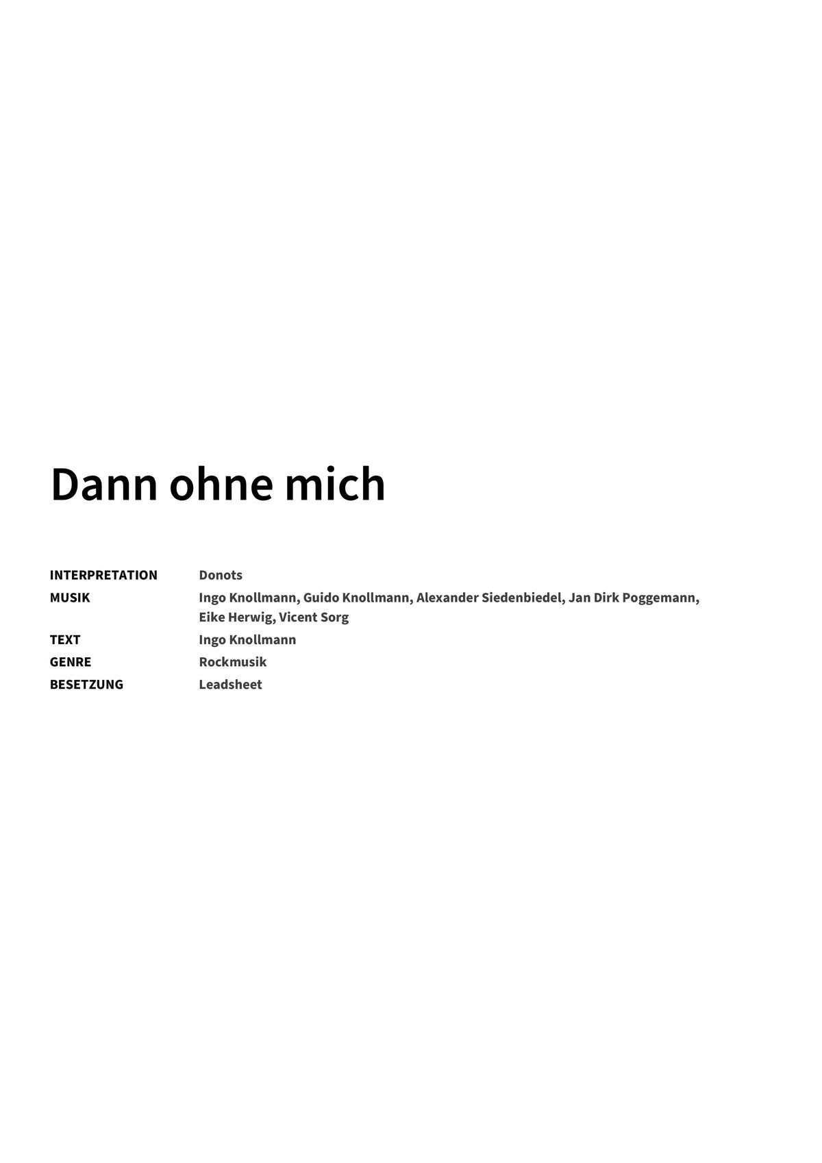 Dann ohne mich - Title Page
