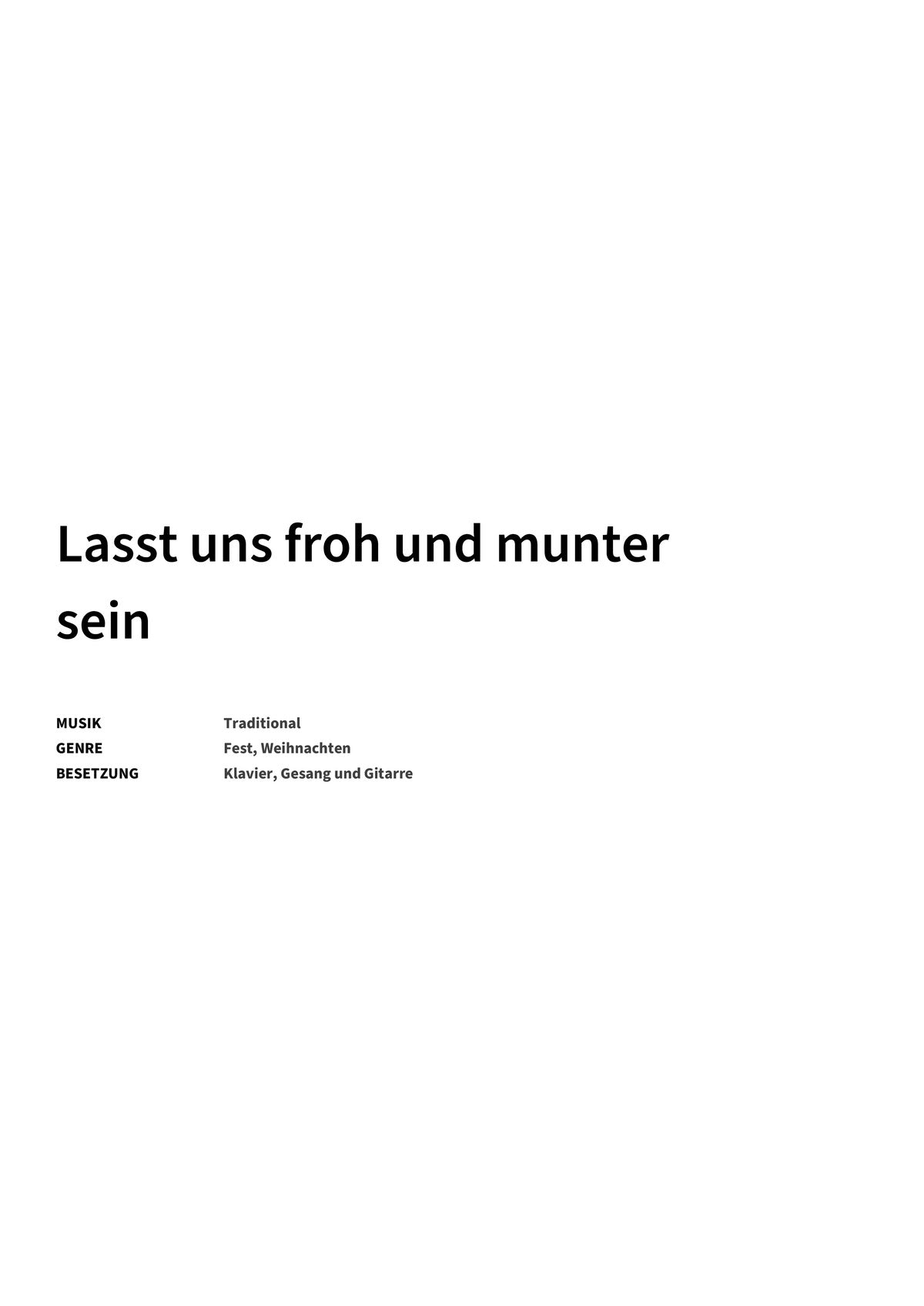 Lasst uns froh und munter sein - Title Page