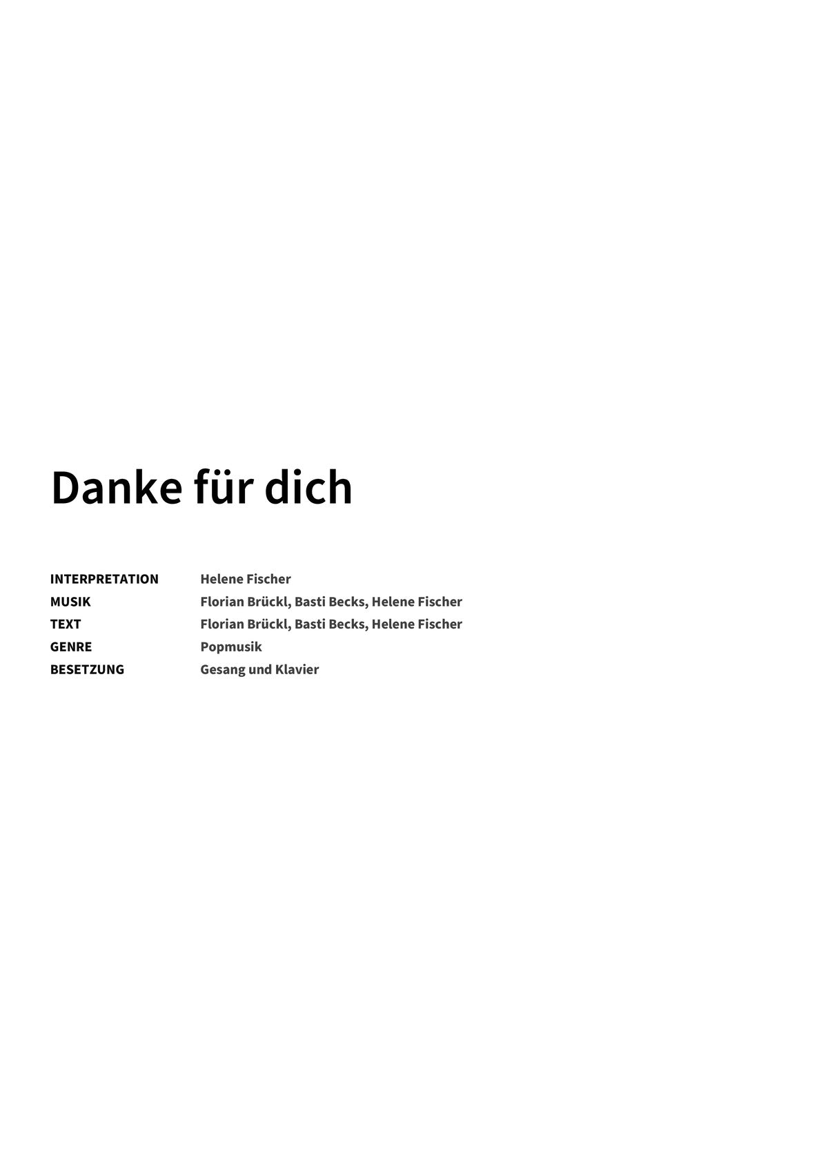 Danke für dich - Title Page