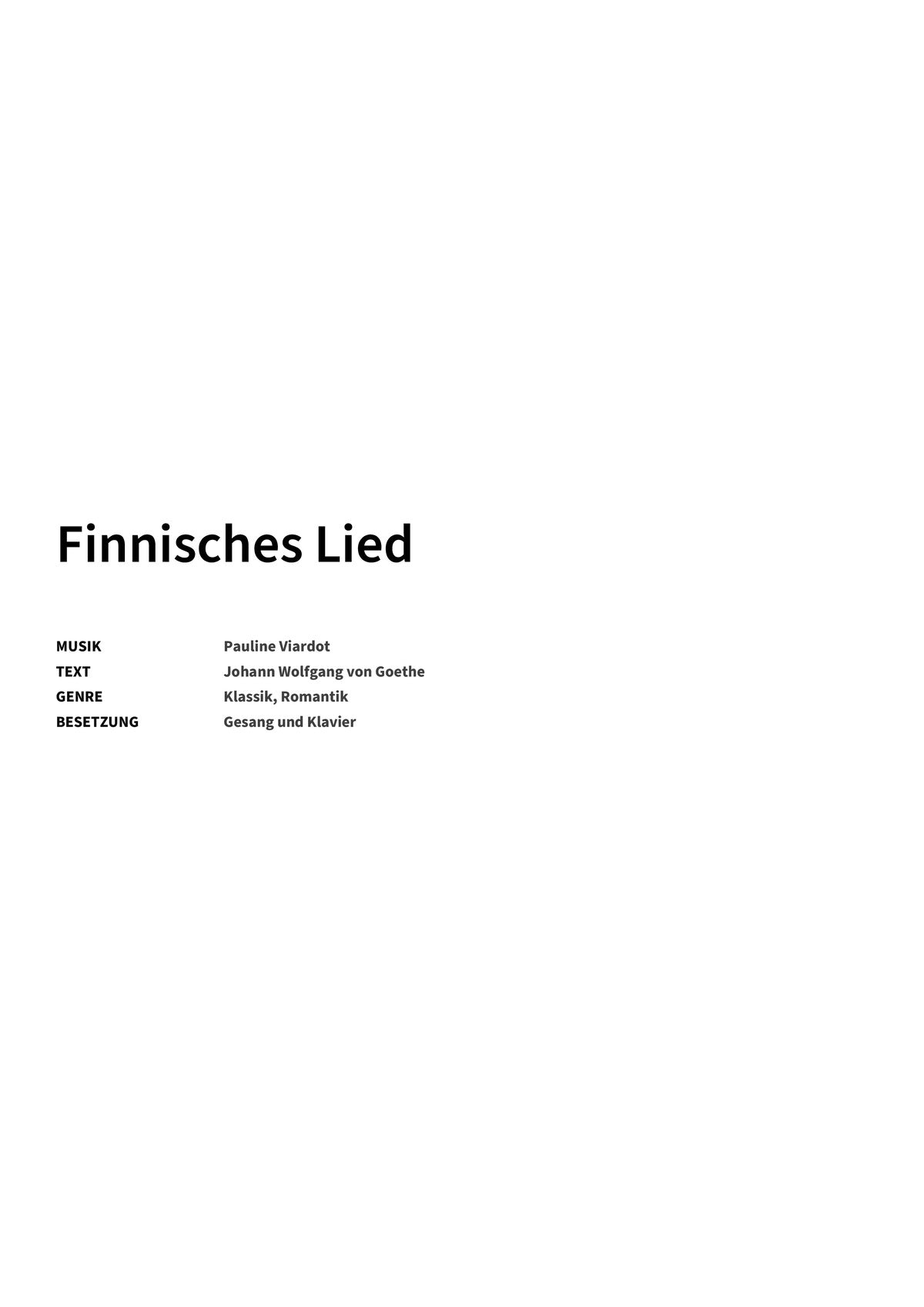 Finnisches Lied - Title Page