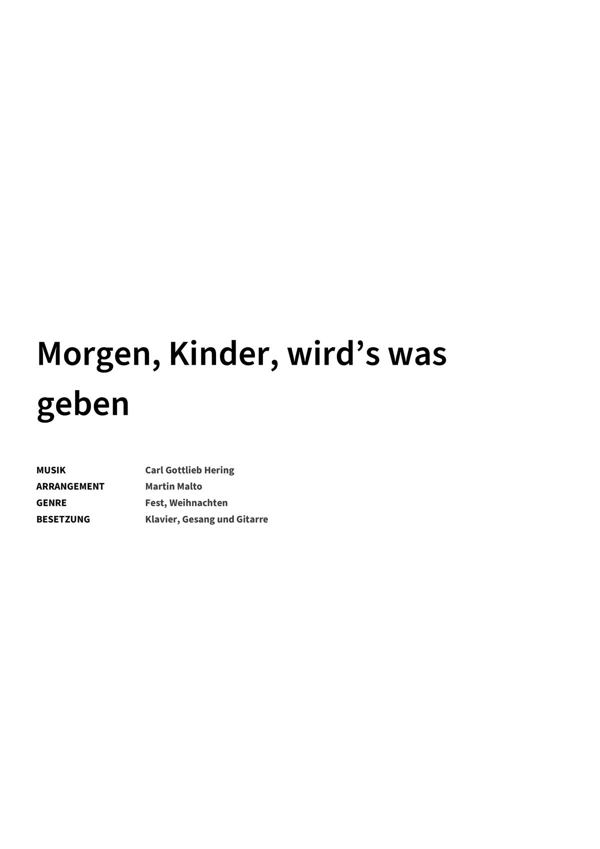 Morgen, Kinder, wird’s was geben - Title Page