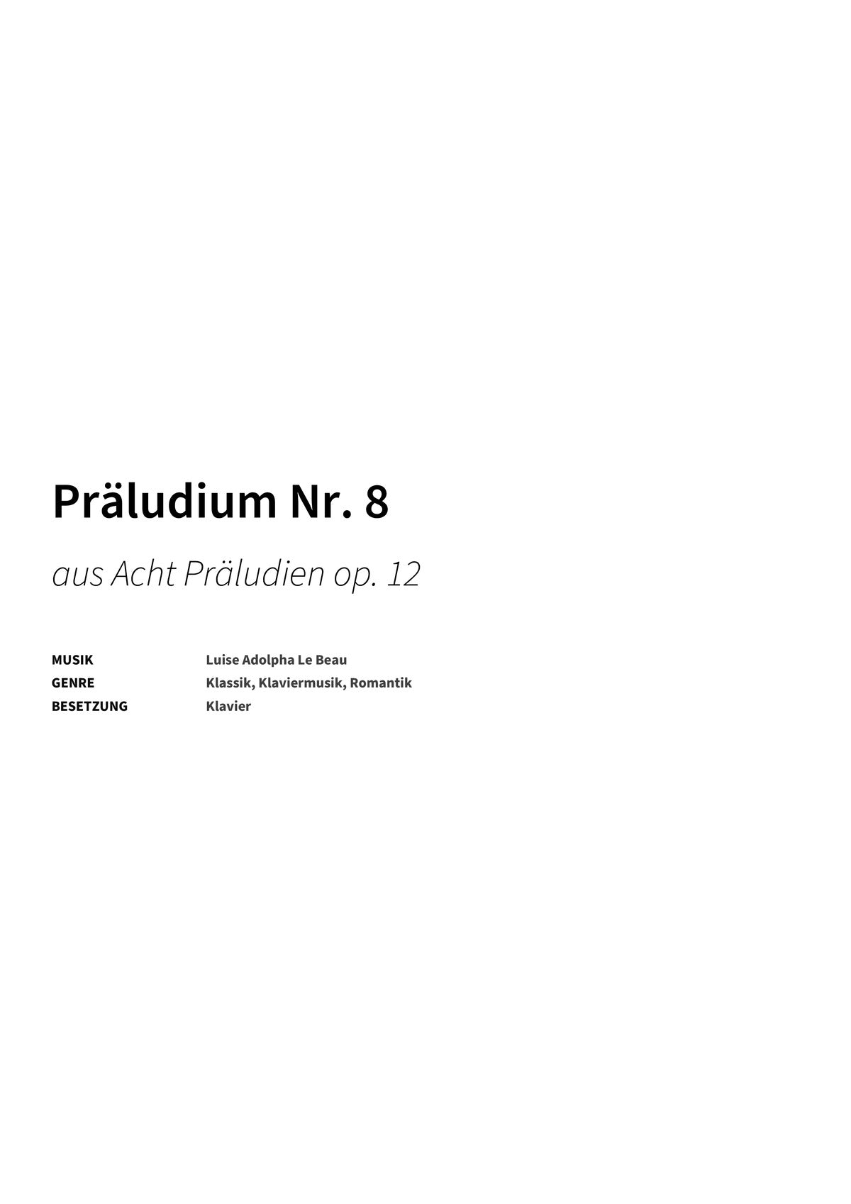 Präludium Nr. 8 - Title Page