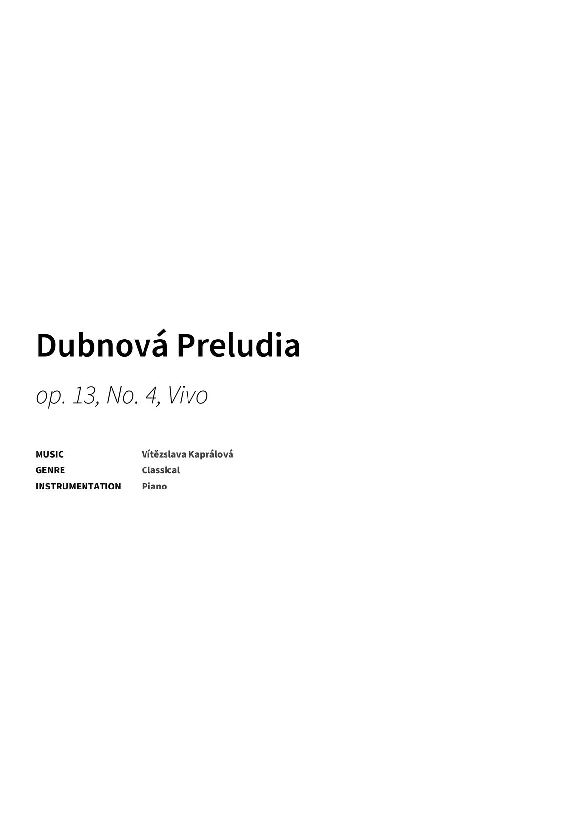 Dubnová Preludia - Title Page