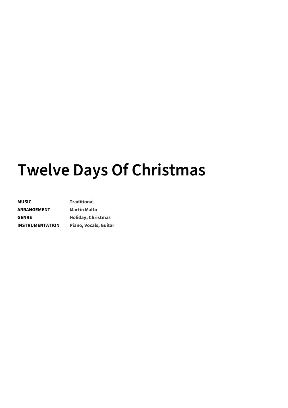 Twelve Days Of Christmas - Title Page