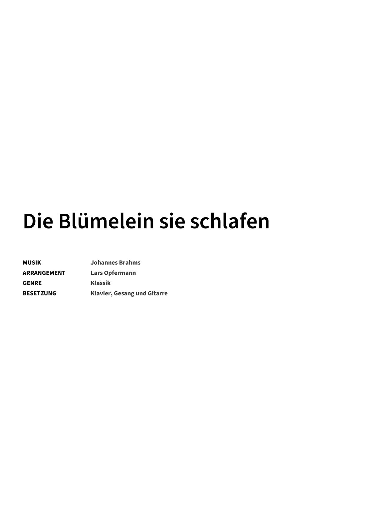 Die Blümelein sie schlafen - Title Page