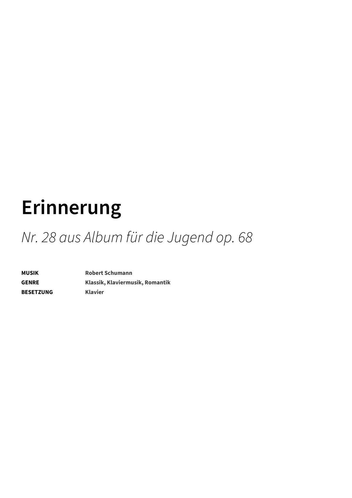 Erinnerung - Title Page