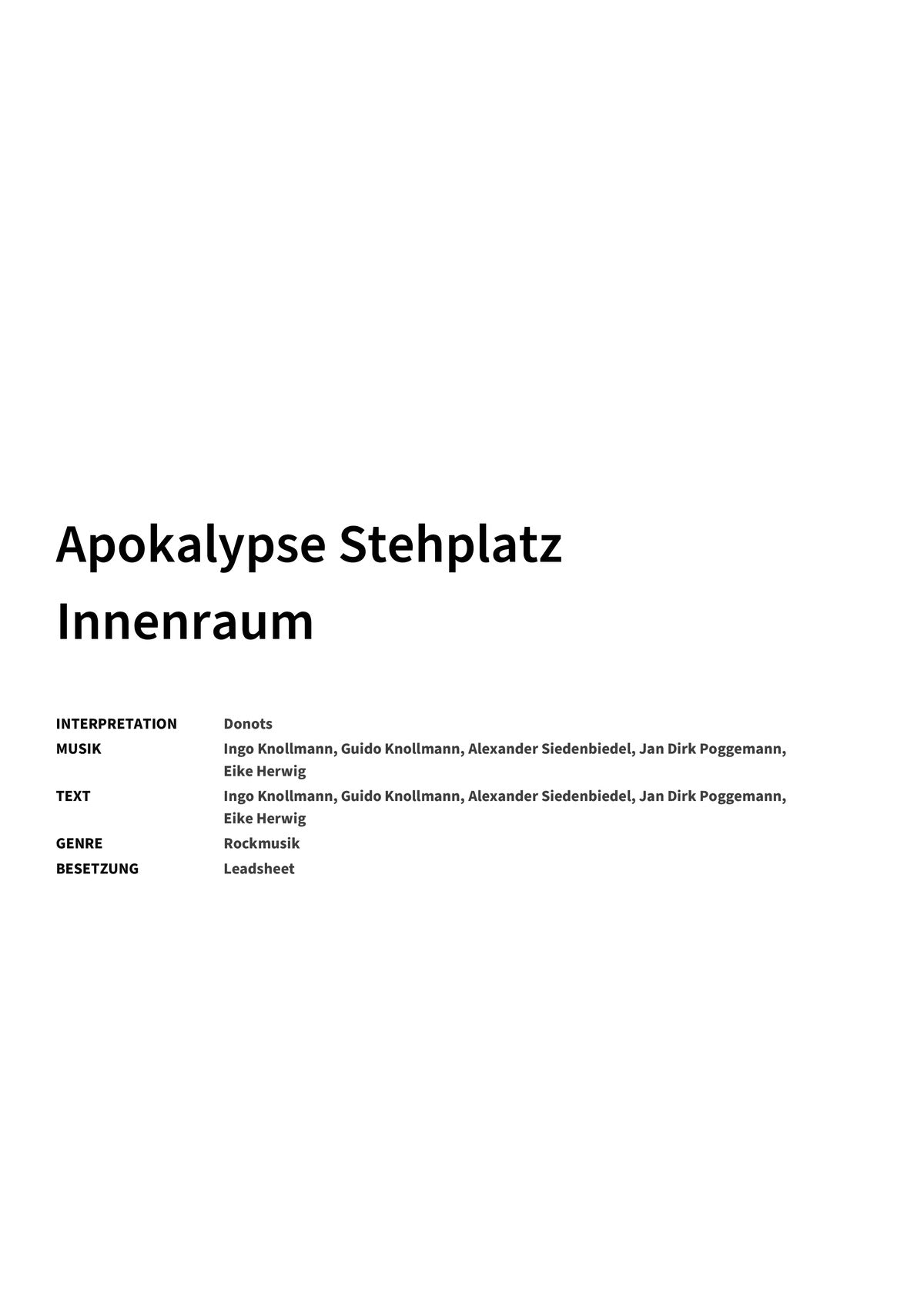 Apokalypse Stehplatz Innenraum - Title Page