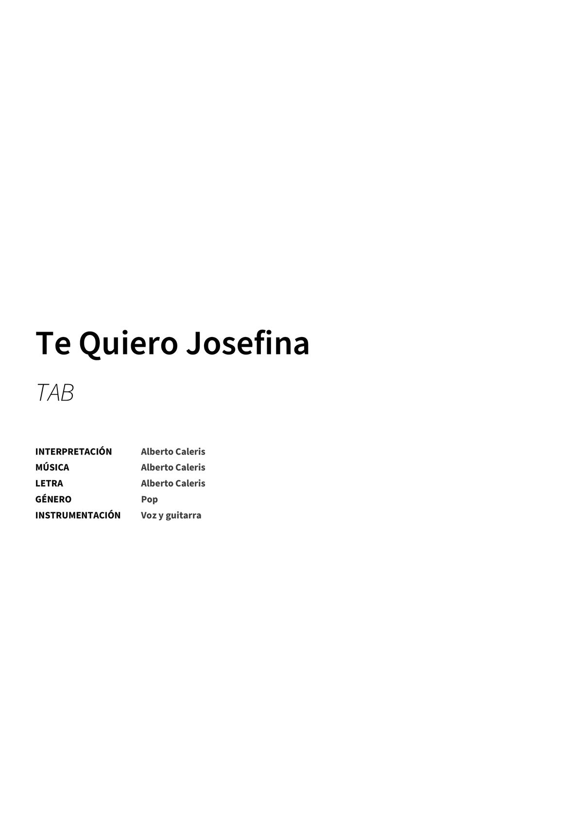 Te Quiero Josefina - Title Page
