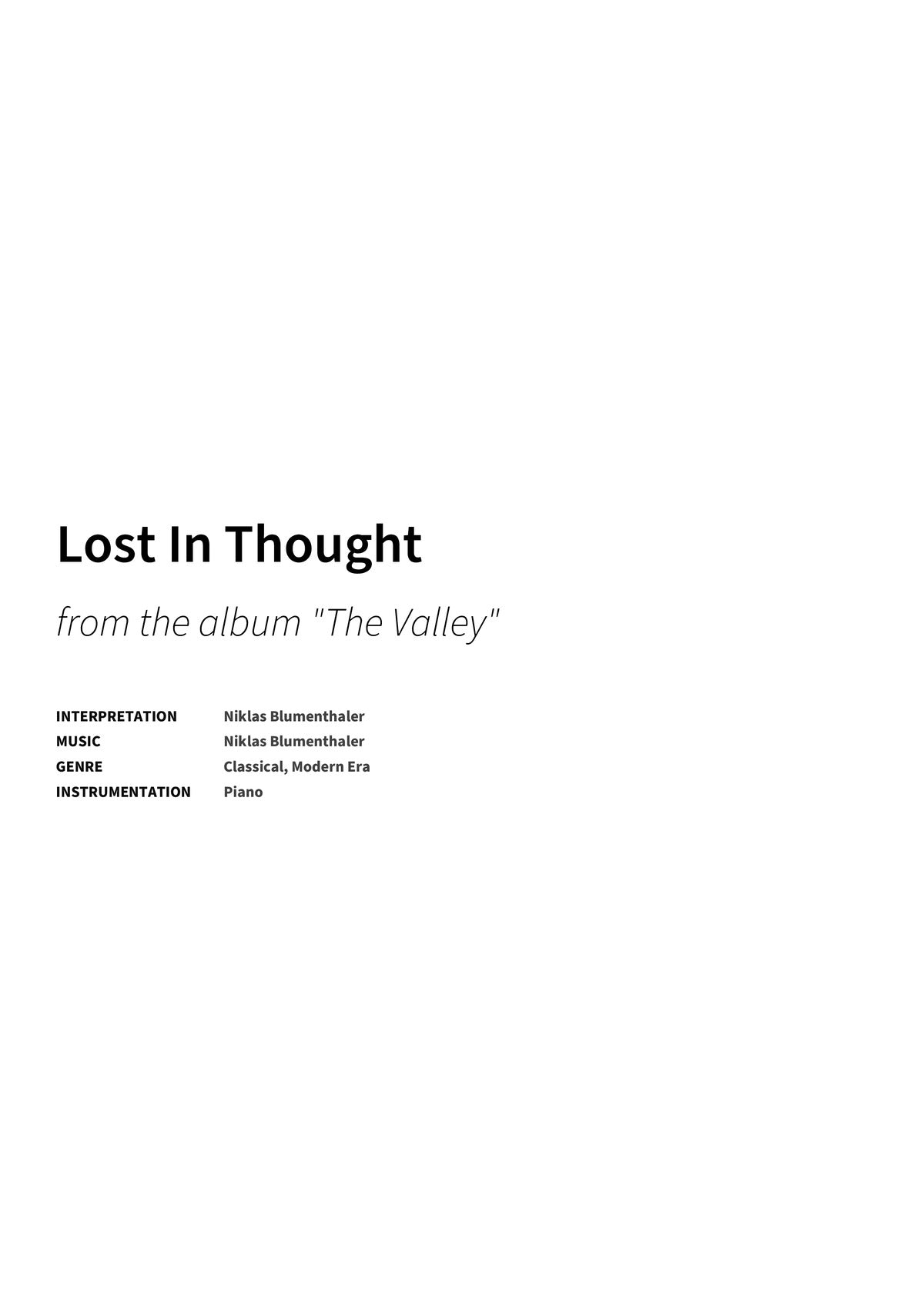 Lost In Thought - Title Page