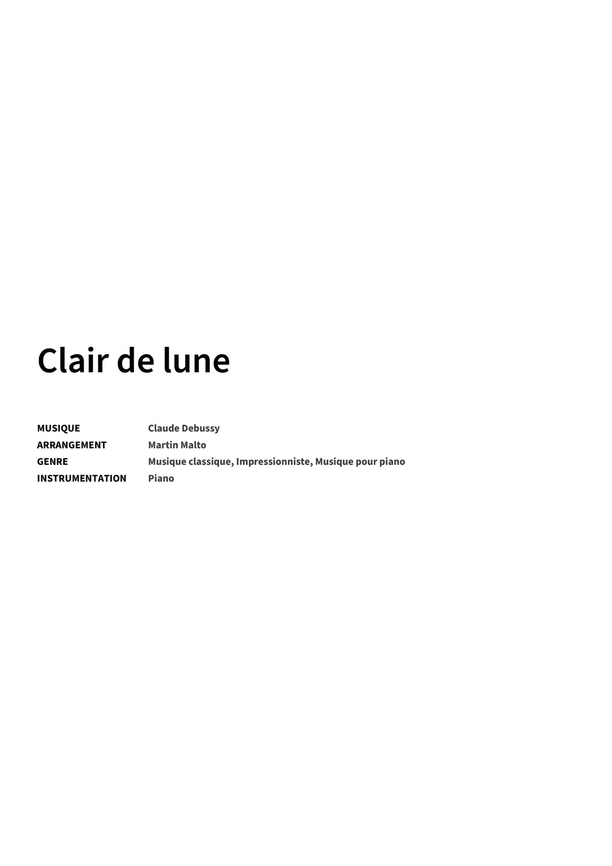 Clair de lune - Title Page