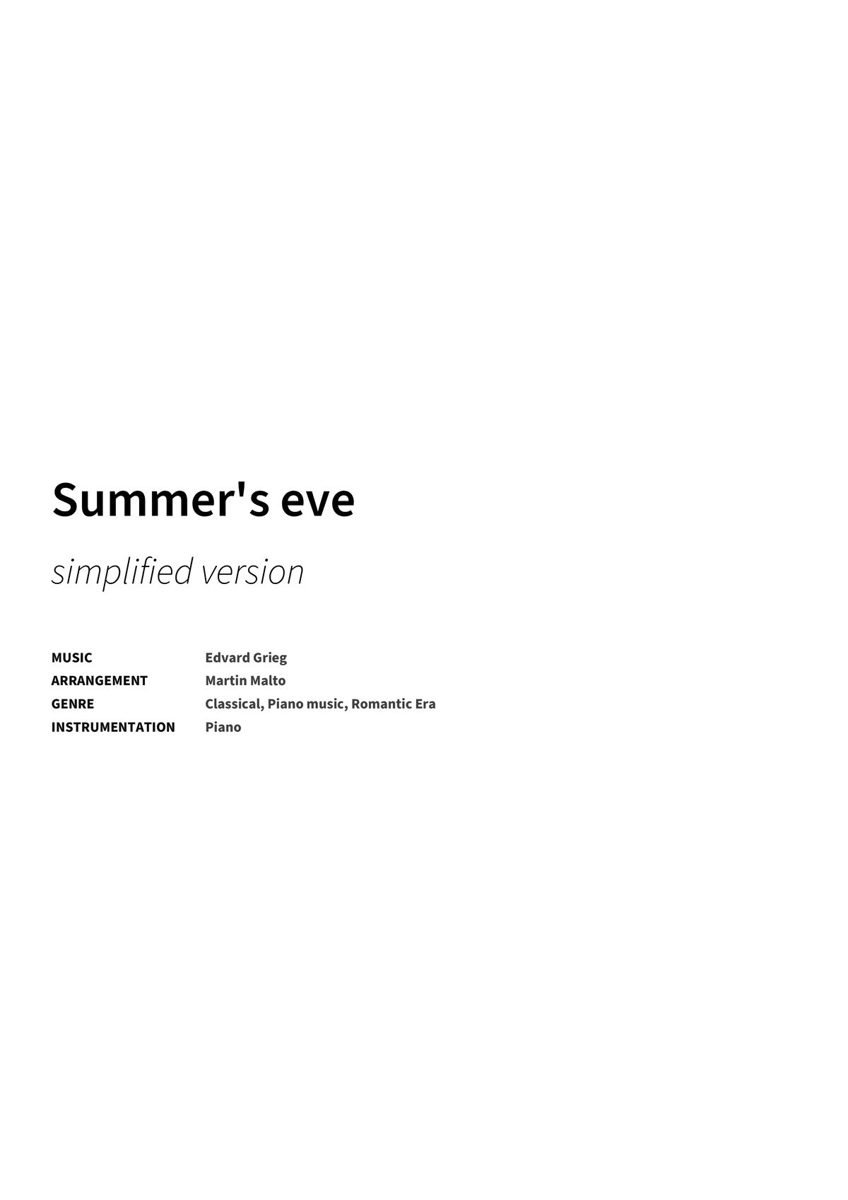 Summer's eve - Title Page