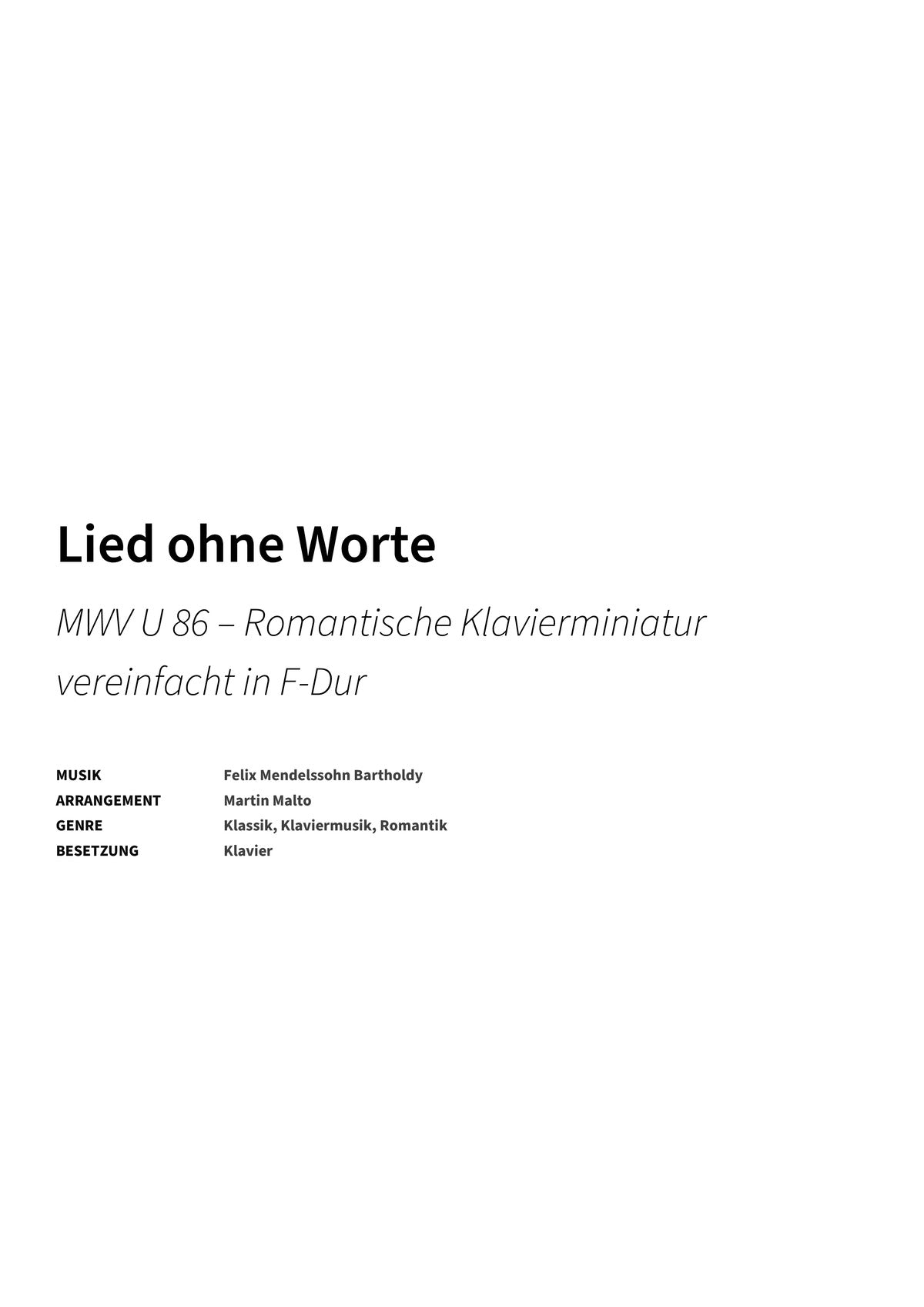 Lied ohne Worte - Title Page