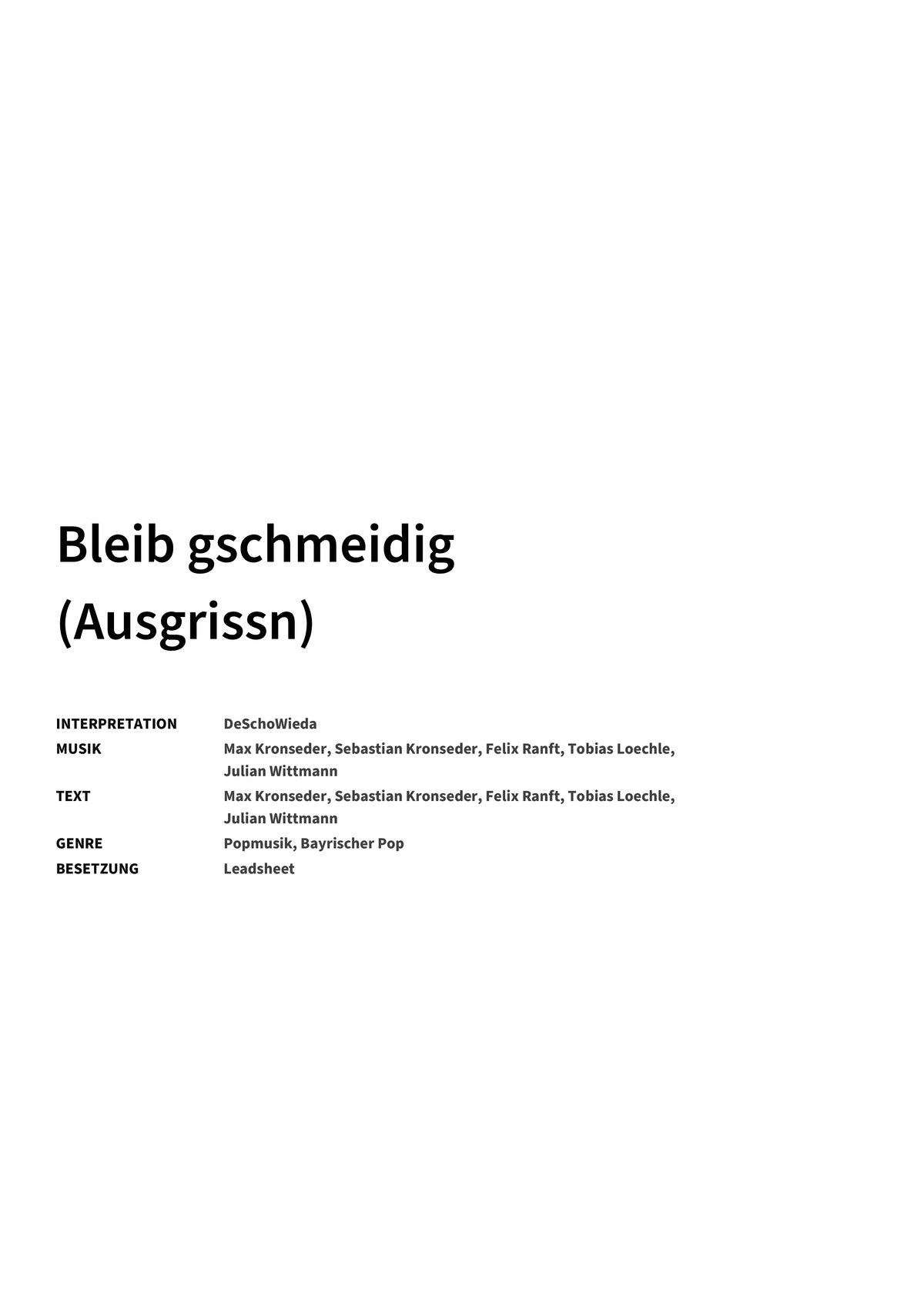 Bleib gschmeidig (Ausgrissn) - Title Page