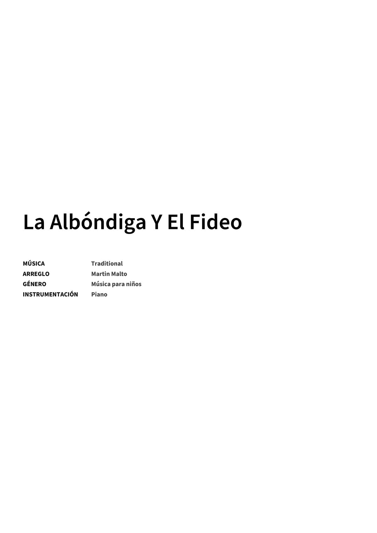 La Albóndiga Y El Fideo - Title Page