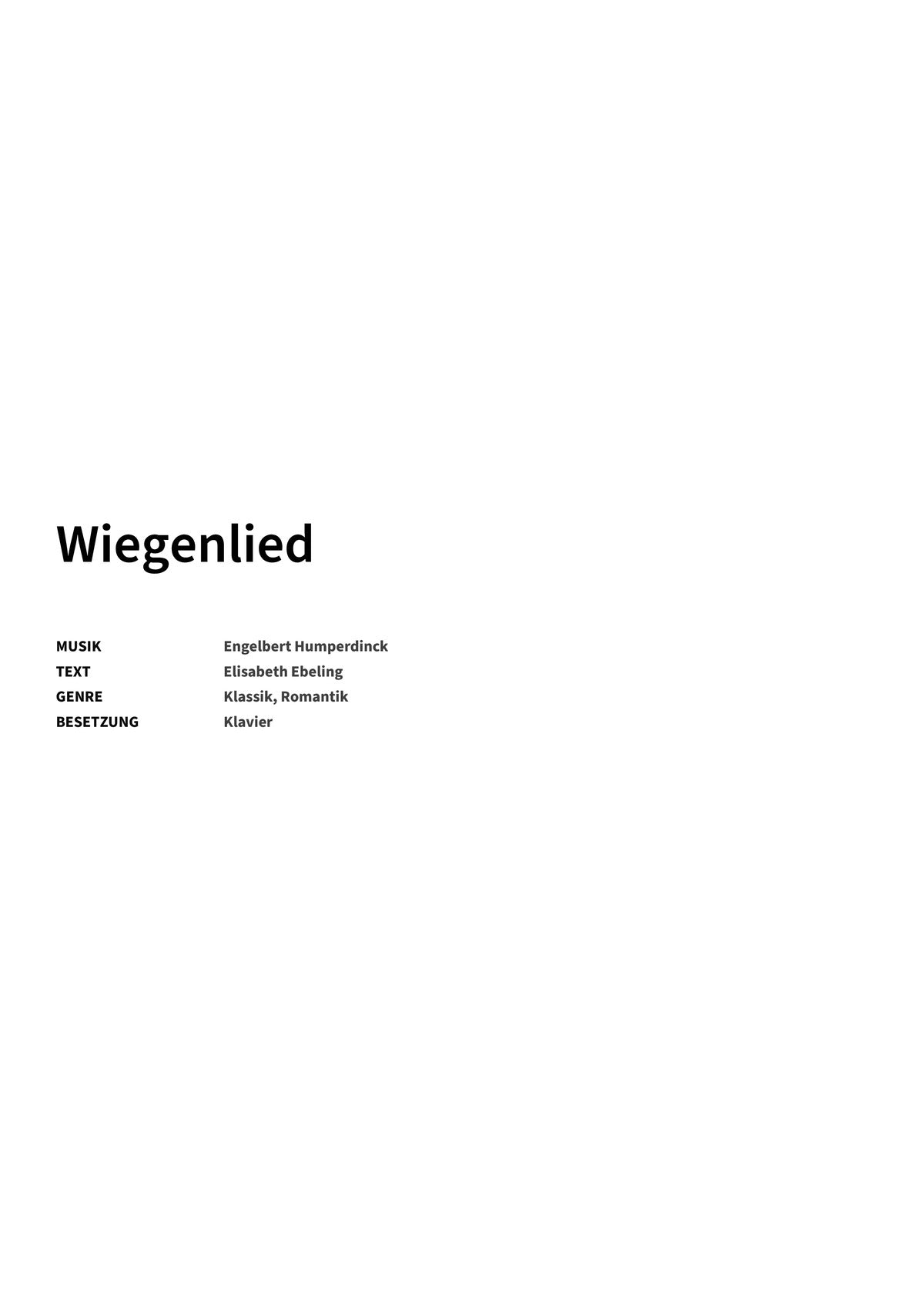 Wiegenlied - Title Page