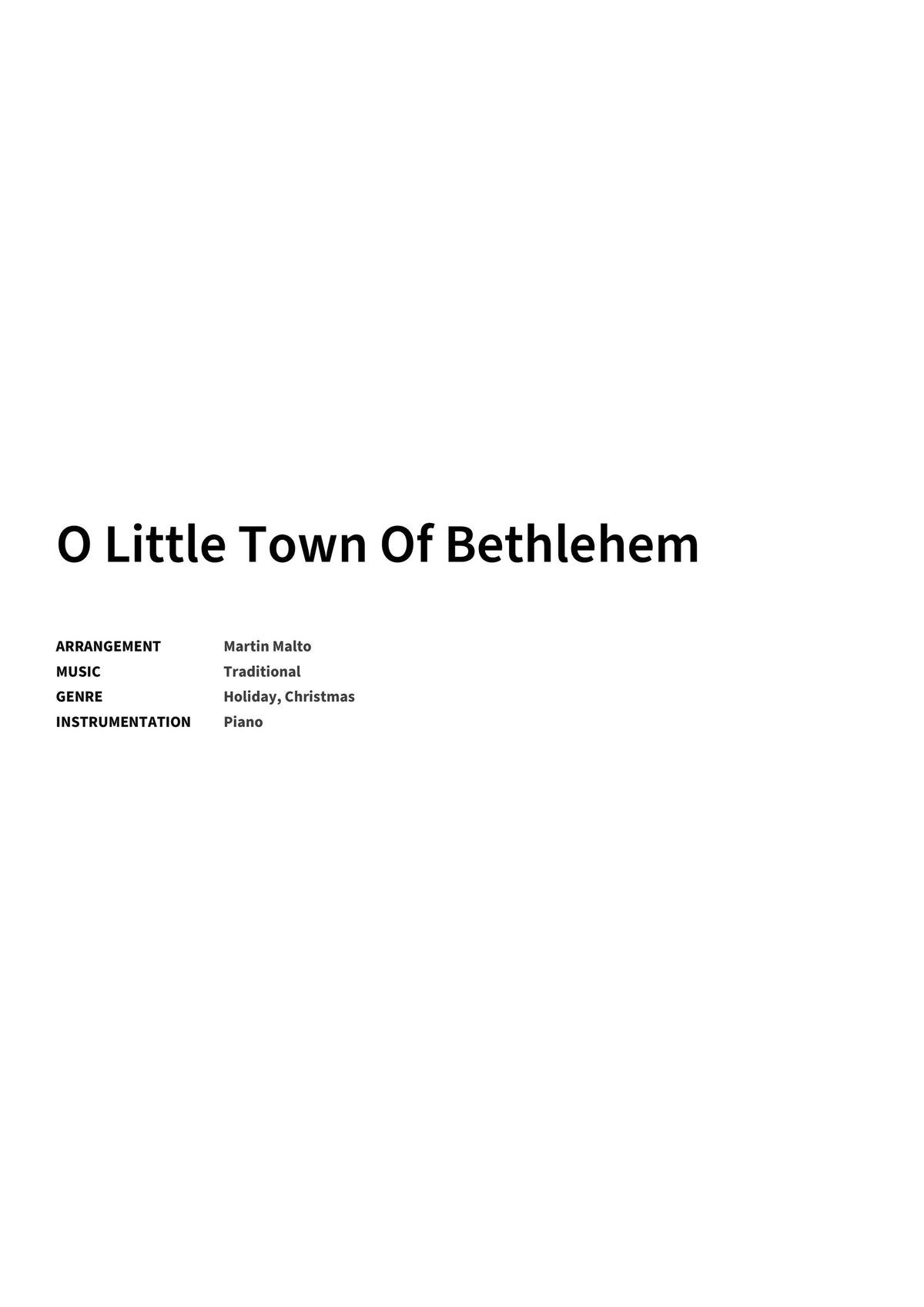 O Little Town Of Bethlehem - Title Page