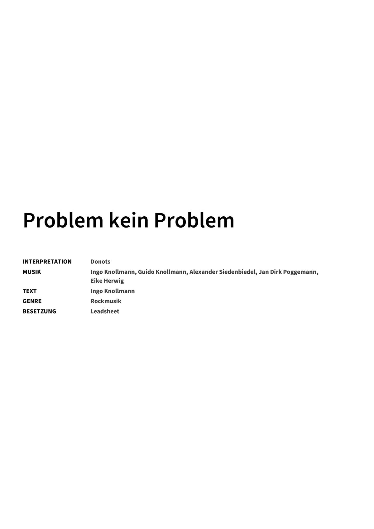 Problem kein Problem - Title Page