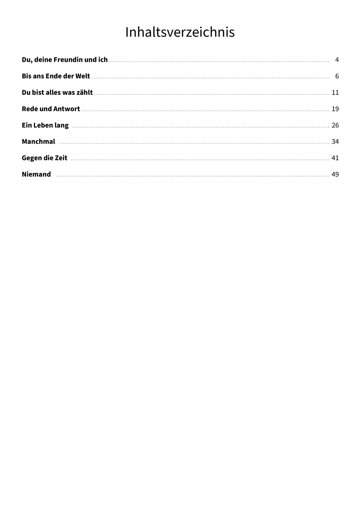 Manchmal – Roland Kaiser - TOC