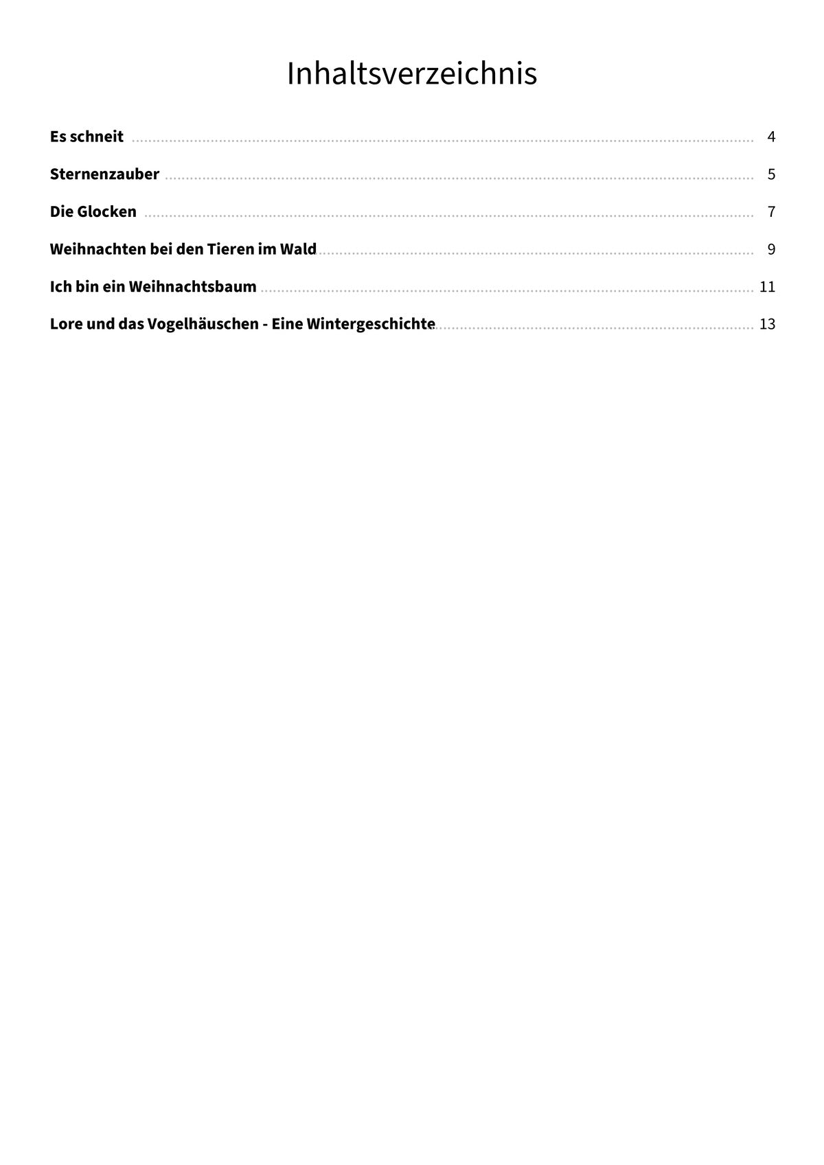 Sternenglanz und Winterfreude - TOC
