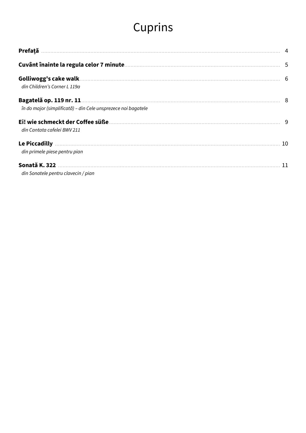 Pauză de cafea la pian - TOC