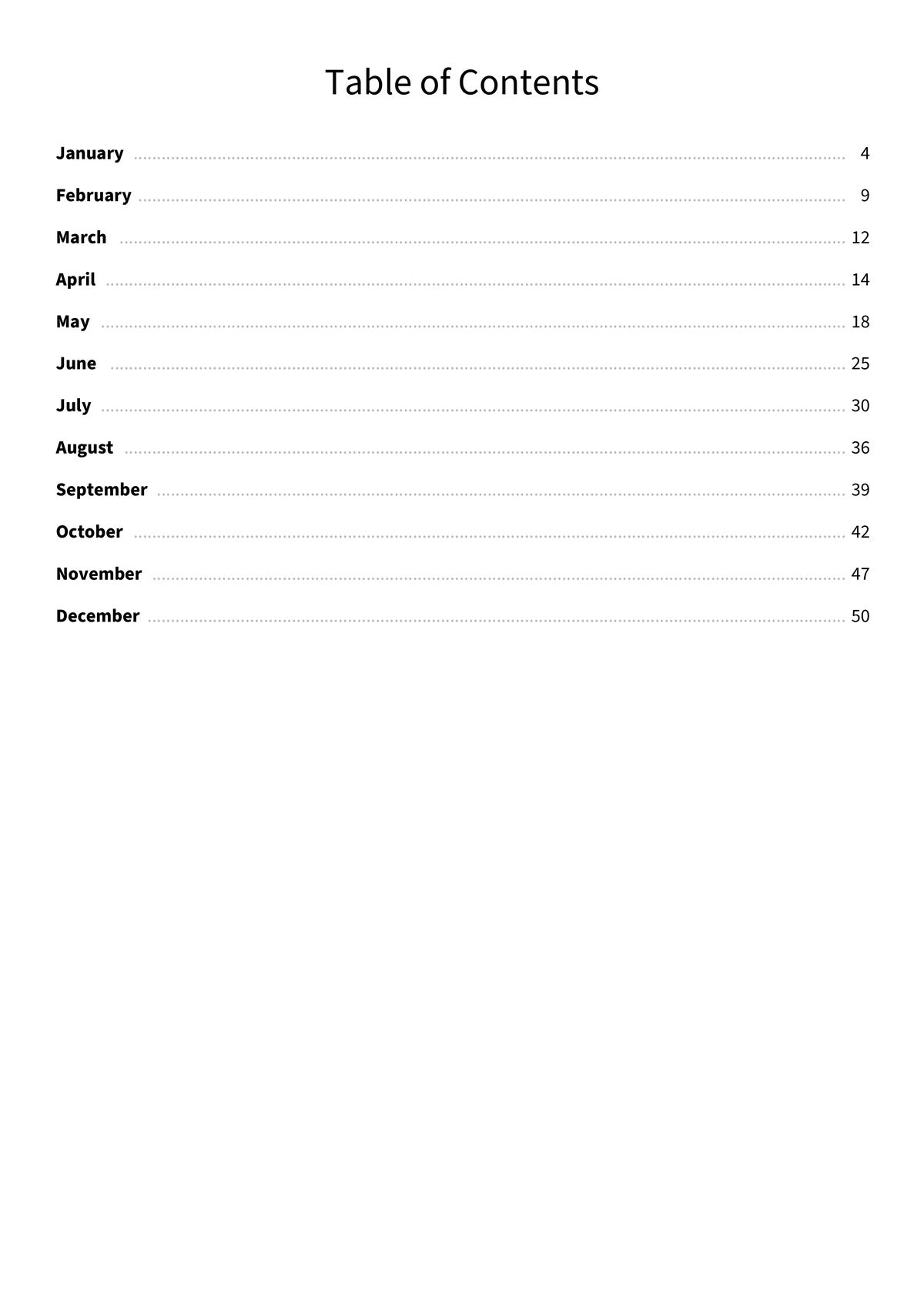 My Finnish Calendar - TOC
