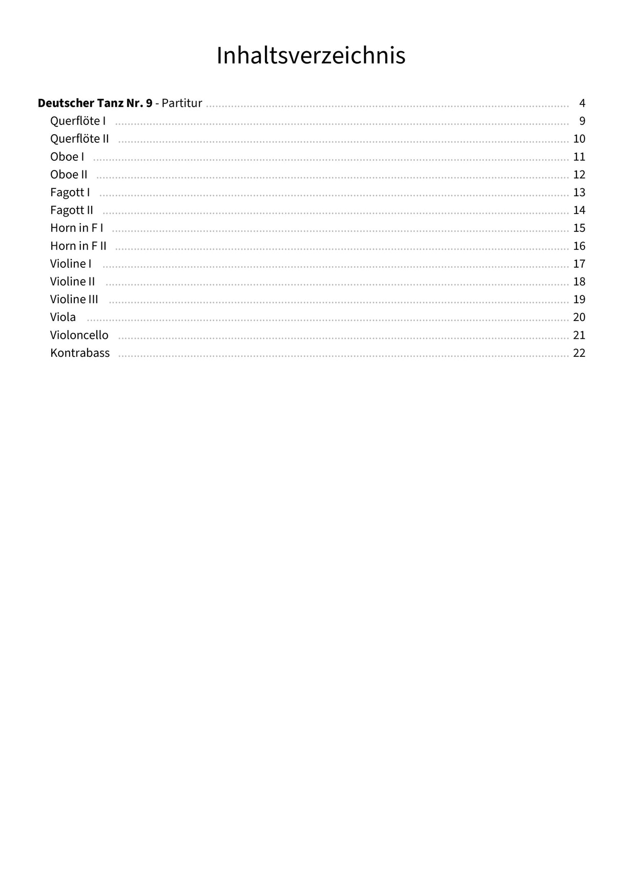 Deutscher Tanz Nr. 9 - TOC