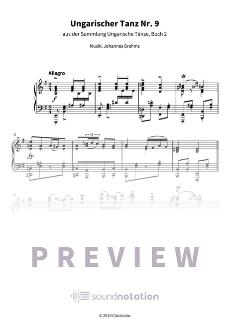 Ungarischer Tanz Nr. 9 - Preview Page 1