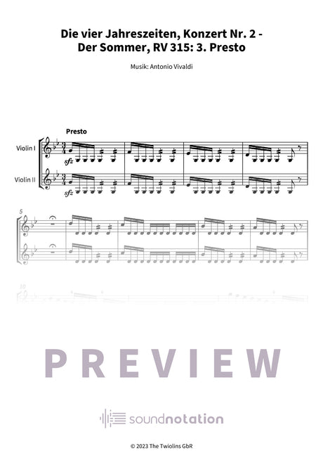 Die vier Jahreszeiten, Konzert Nr. 2 - Der Sommer - Preview Page 1
