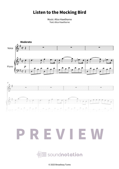 Listen to the Mocking Bird - Preview Page 1