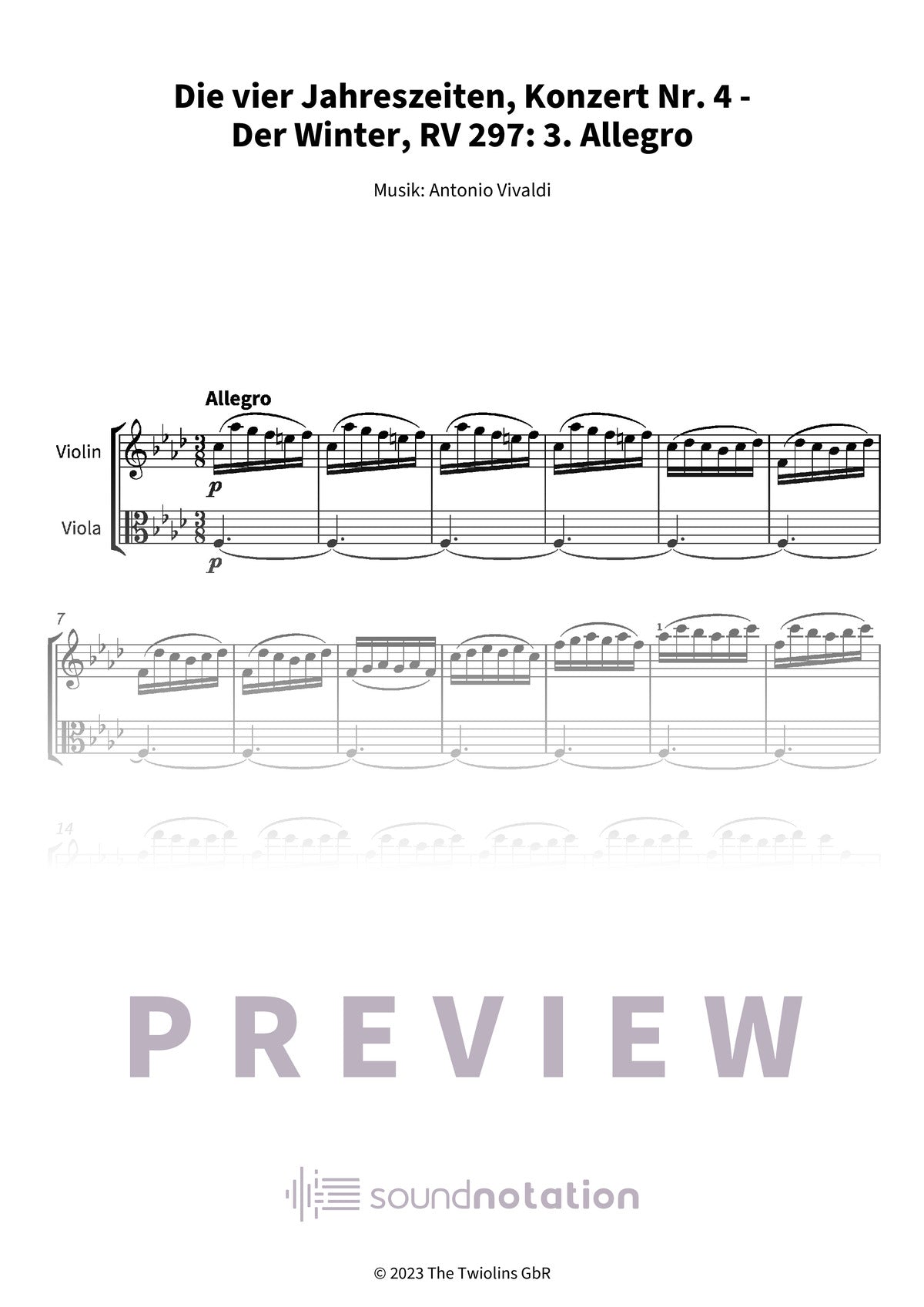 Die vier Jahreszeiten, Konzert Nr. 4 - Der Winter - Preview Page 1