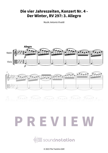 Die vier Jahreszeiten, Konzert Nr. 4 - Der Winter - Preview Page 1