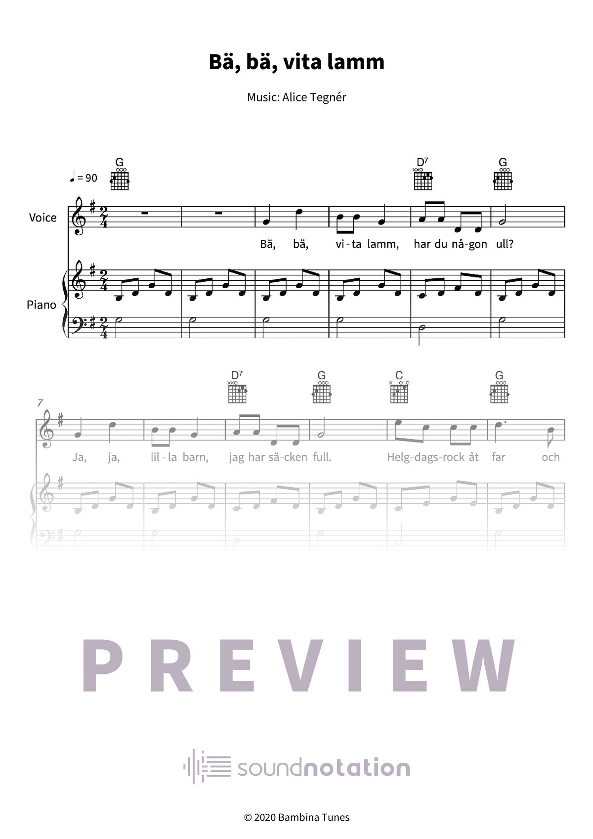 Bä, bä, vita lamm - Preview Page 1