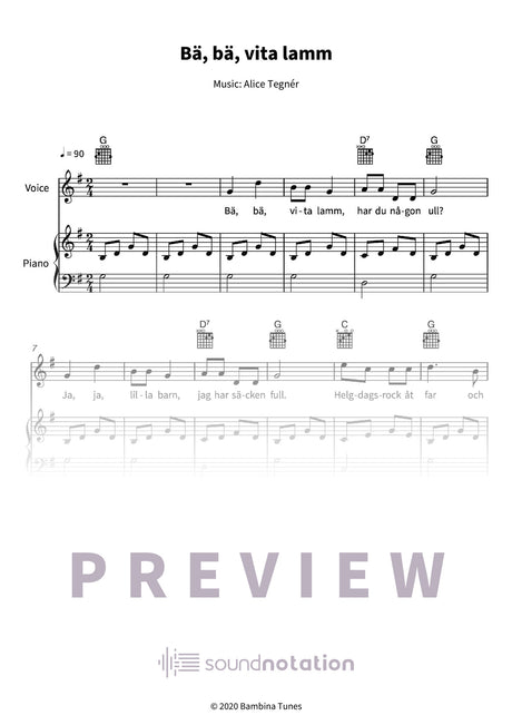 Bä, bä, vita lamm - Preview Page 1