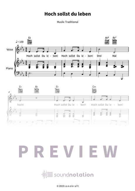 Hoch sollst du leben - Preview Page 1