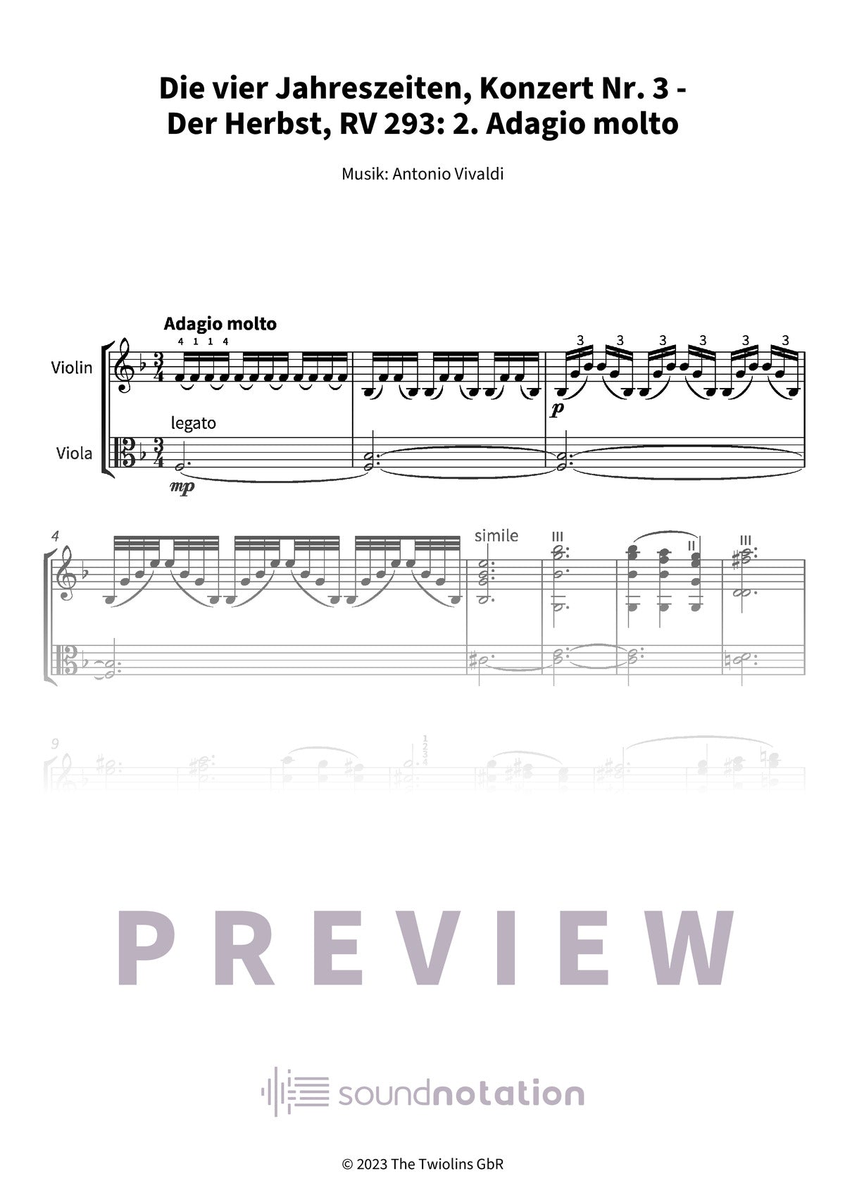 Die vier Jahreszeiten, Konzert Nr. 3 - Der Herbst - Preview Page 1