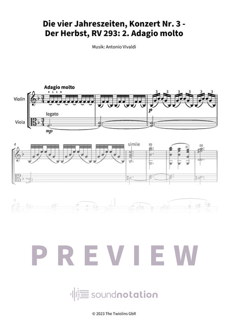 Die vier Jahreszeiten, Konzert Nr. 3 - Der Herbst - Preview Page 1