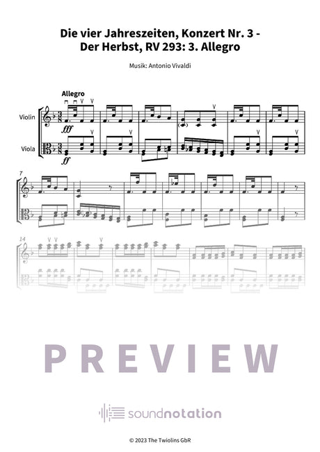Die vier Jahreszeiten, Konzert Nr. 3 - Der Herbst - Preview Page 1