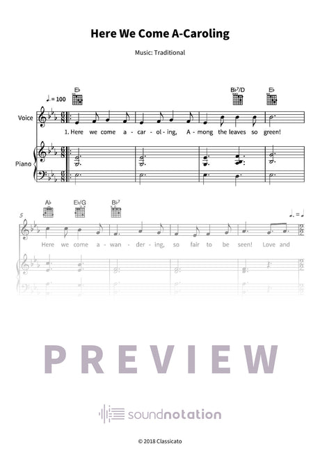 Here We Come A-Caroling - Preview Page 1