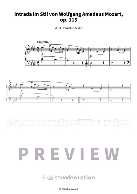 Intrada im Stil Mozarts über „Ach du lieber Augustin“ - Preview Page 1
