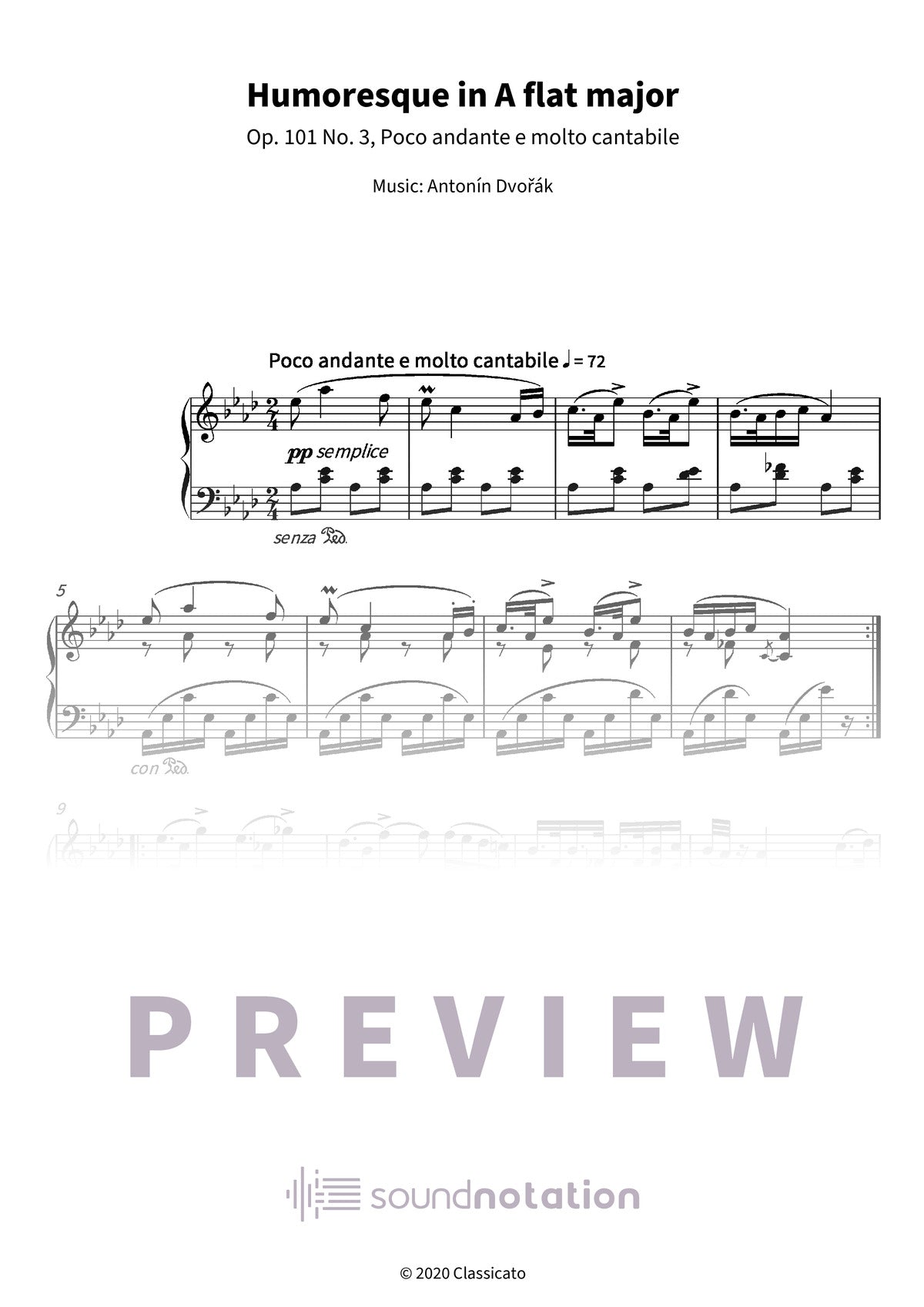 Humoresque in A flat major - Preview Page 1