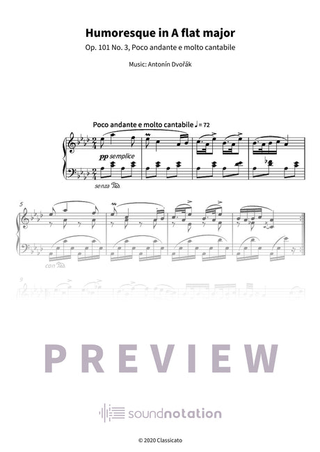 Humoresque in A flat major - Preview Page 1