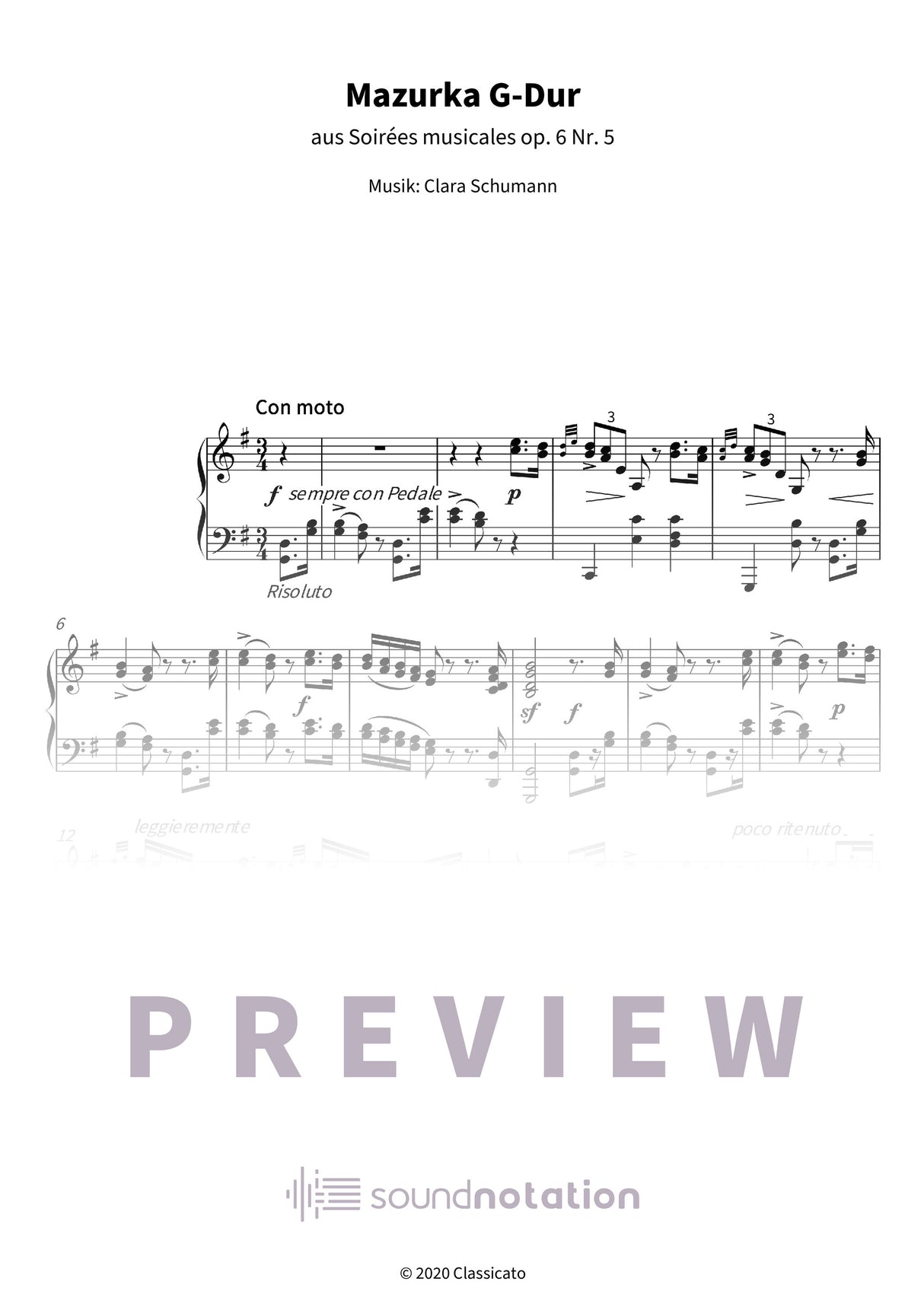 Mazurka G-Dur - Preview Page 1