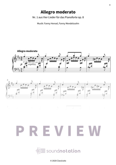 Vier Lieder für das Pianoforte op. 8 - Preview Page 1